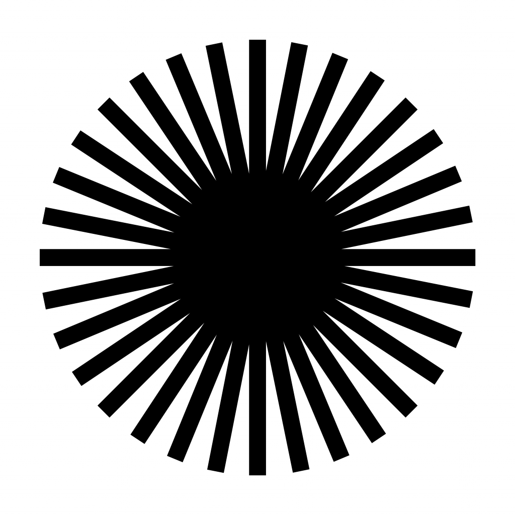 black circle with bold stripes going outward